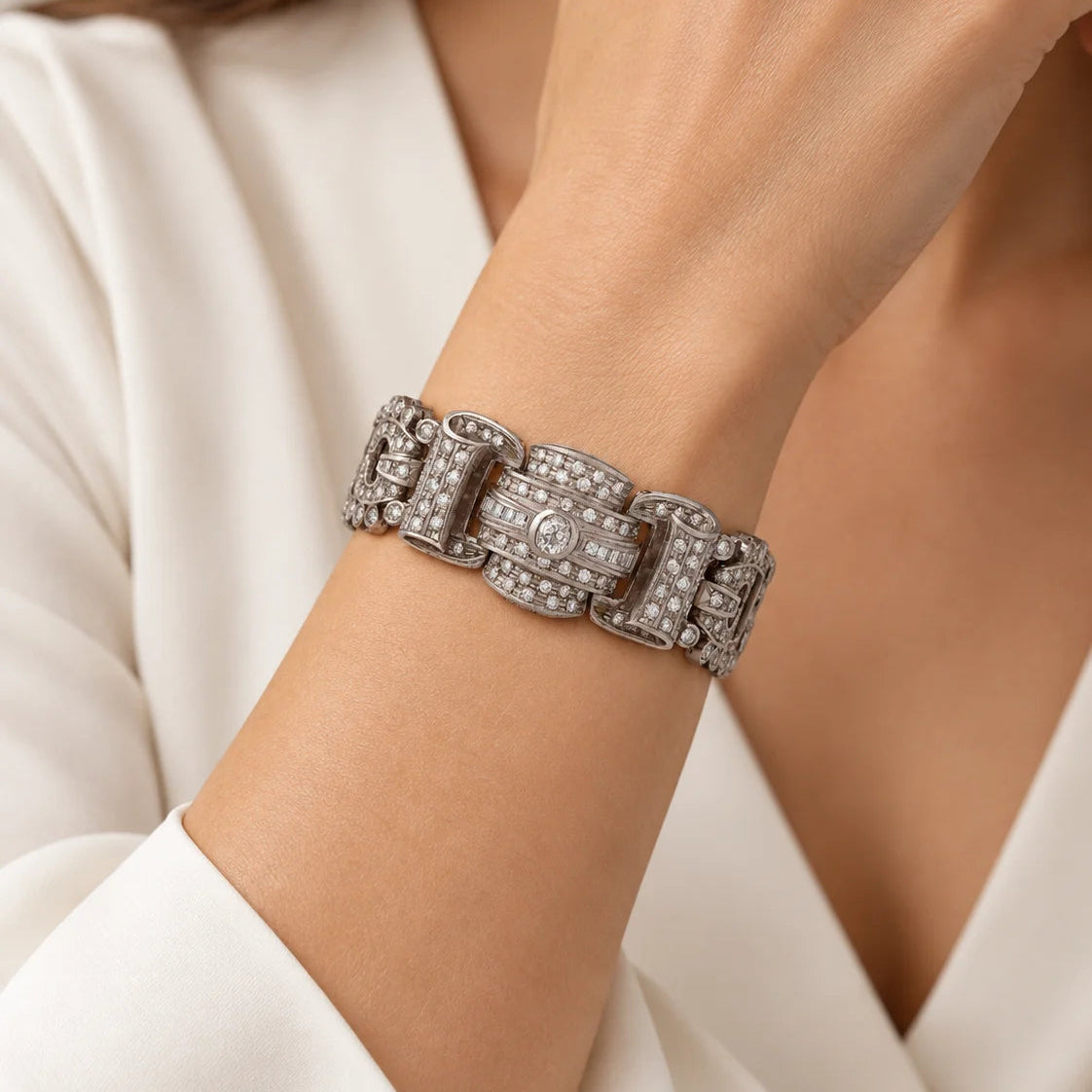 Bracelet en platine et diamants