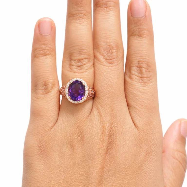 Bague Cocktail en or rose, améthyste, tourmalines et diamants