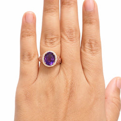 Bague Cocktail en or rose, améthyste, tourmalines et diamants