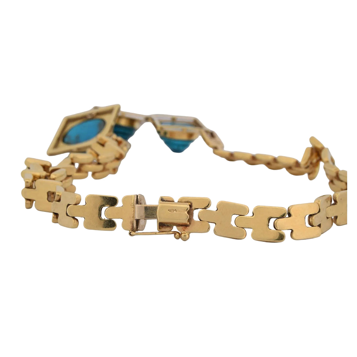 Collier Plastron en or jaune et turquoises