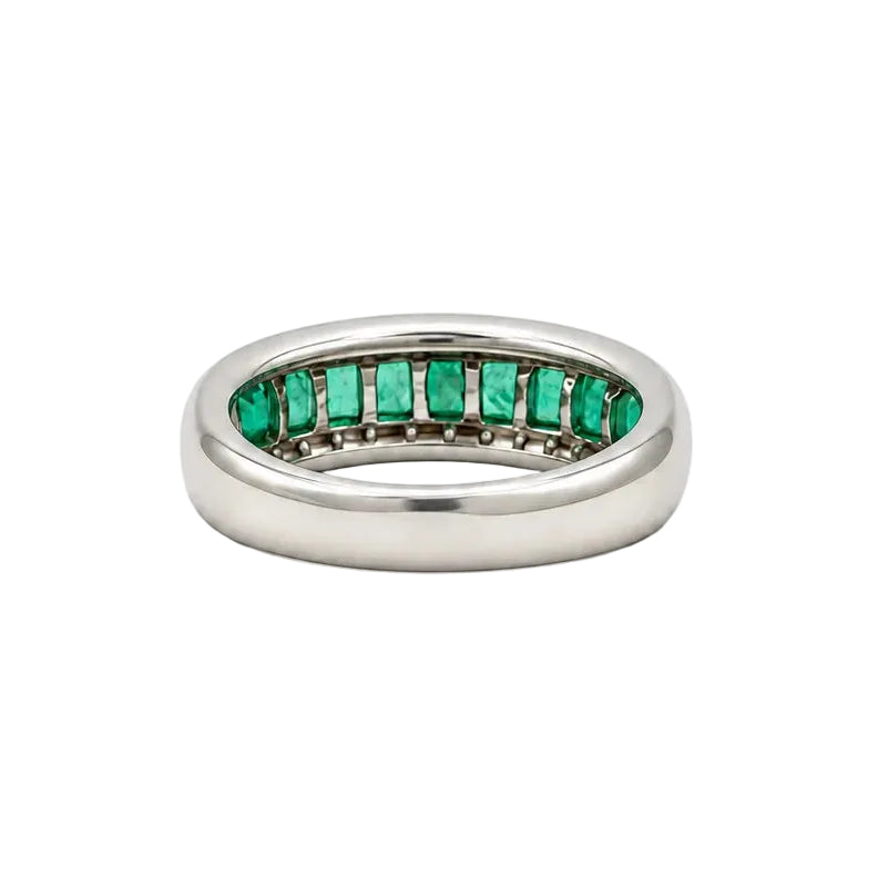 Bague Bandeau en or blanc, émeraudes et diamants