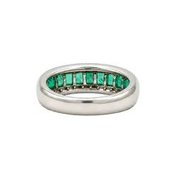 Bague Bandeau en or blanc, émeraudes et diamants