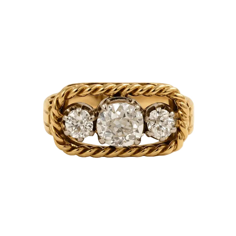 Bague Trilogie en or jaune et diamants