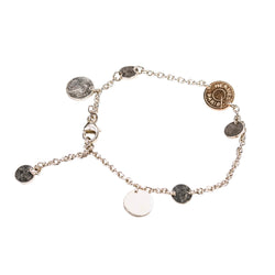 Bracelet Breloques HERMES Ex-Libris en argent et or rose