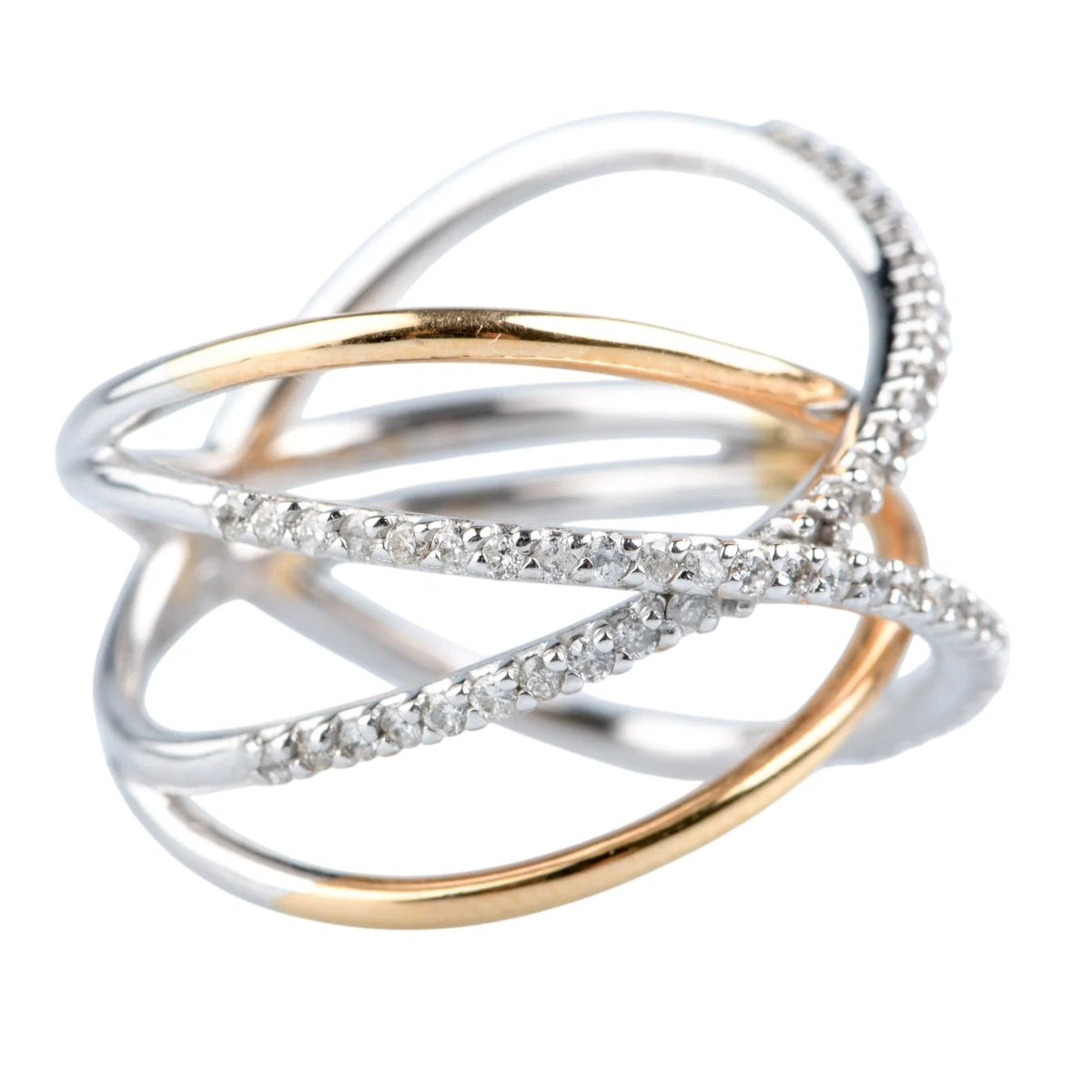 Bague Pavée en or blanc, or jaune et diamants