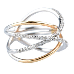 Bague Pavée en or blanc, or jaune et diamants
