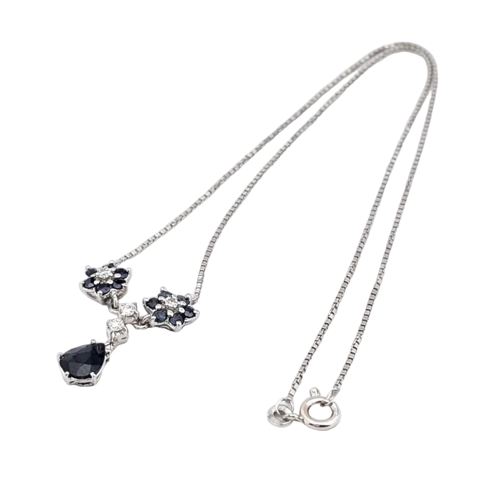 Collier Pendentif en or blanc, saphirs et diamants