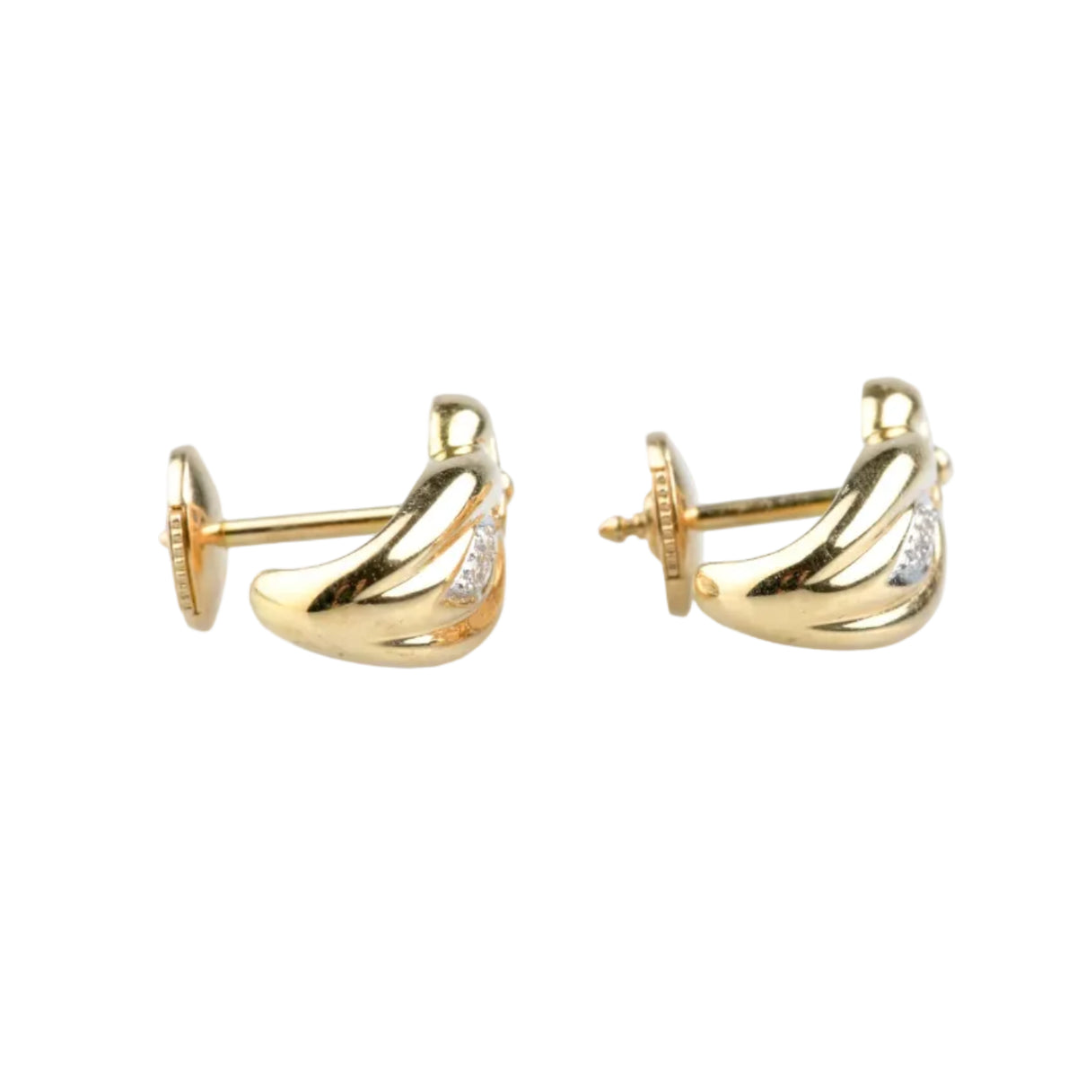 Boucles d’oreilles Puces en or jaune, saphirs et diamants