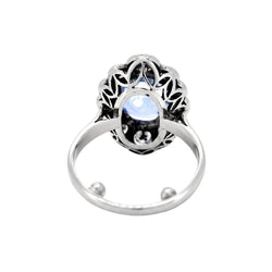 Bague Pompadour en or blanc, saphir et diamants