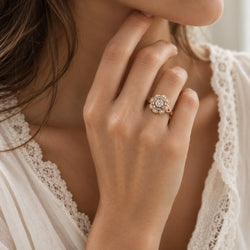 Bague Marguerite en or rose et diamants