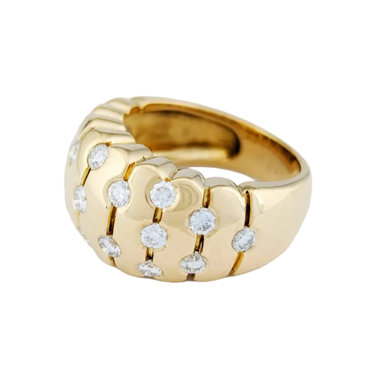 Bague Dôme en or jaune et diamants