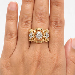 Bague Tank en or jaune et diamants