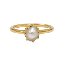 Bague Solitaire en or jaune et perle