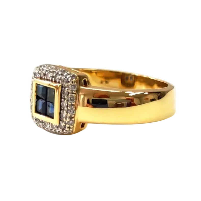 bague Jonc en or jaune, saphirs et diamants