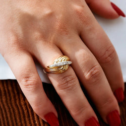 Bague Dôme en or blanc, or rose et diamants