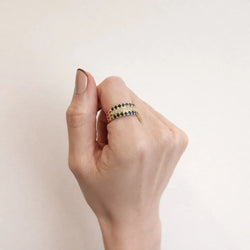 Bague Bandeau en or jaune, saphirs et diamants