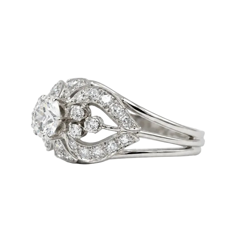 Bague Entourage en platine et diamants