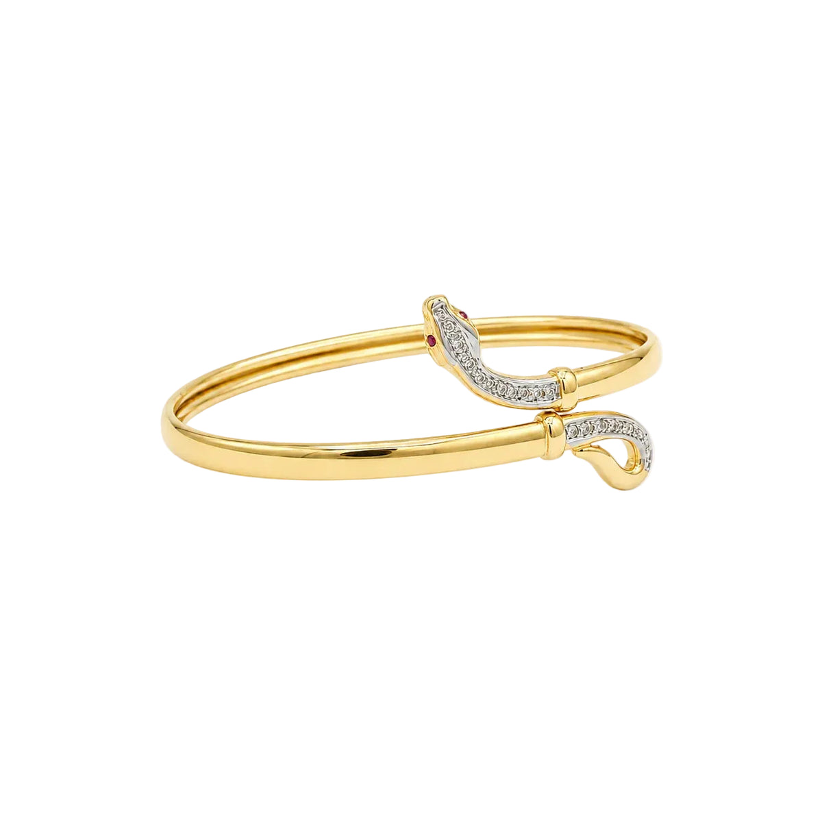 Bracelet Jonc en or jaune, rubis et diamants