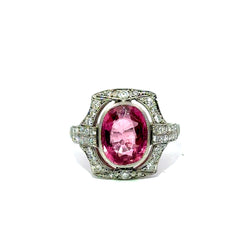 Bague Entourage en platine, tourmaline et diamants