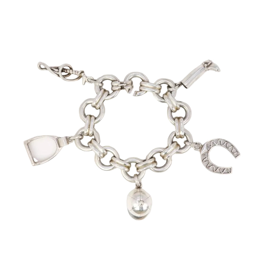 Gaétan de Percin (attribué à HERMES) Bracelet en argent et breloques thème hippique - Castafiore
