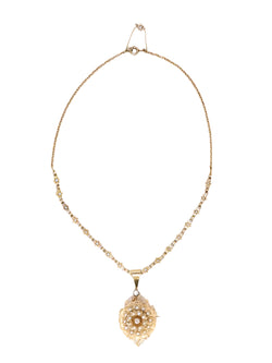 GEORGES BRUNET - Collier Napoléon III or jaune diamants perles fines - Castafiore