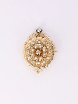 GEORGES BRUNET - Collier Napoléon III or jaune diamants perles fines - Castafiore