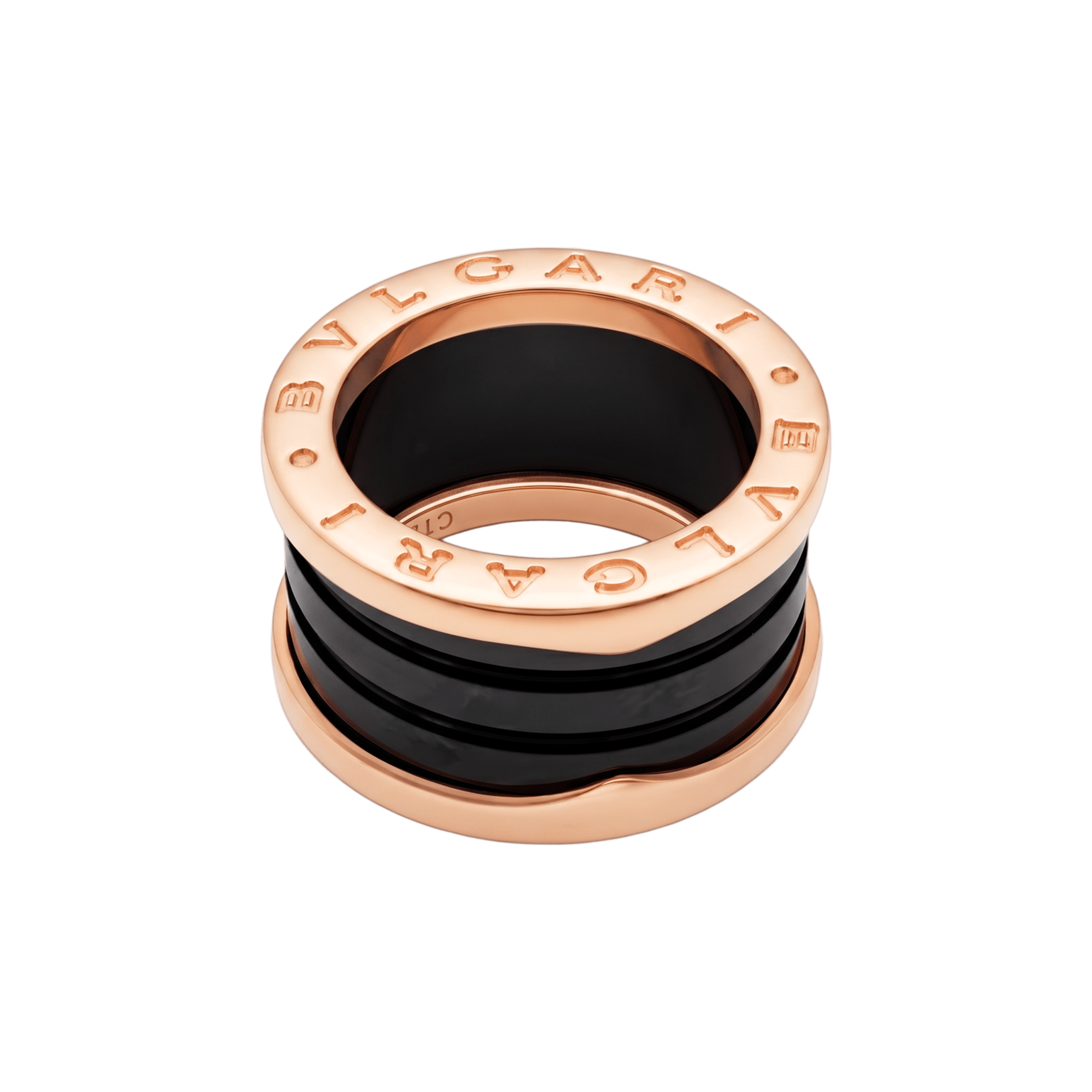 Bague Bulgari, "B.ZERO1" en or jaune et céramique noire.