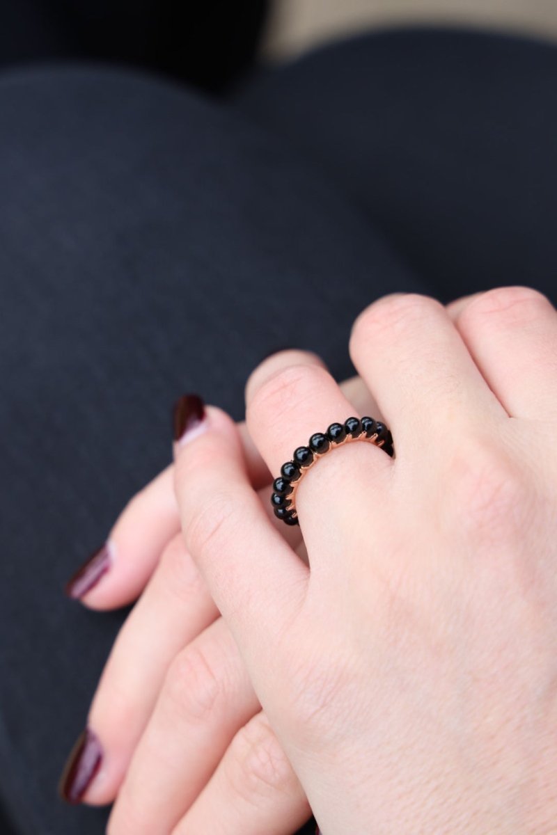 Ginette NY Bague Alliance Maria Or rose Onyx - Castafiore