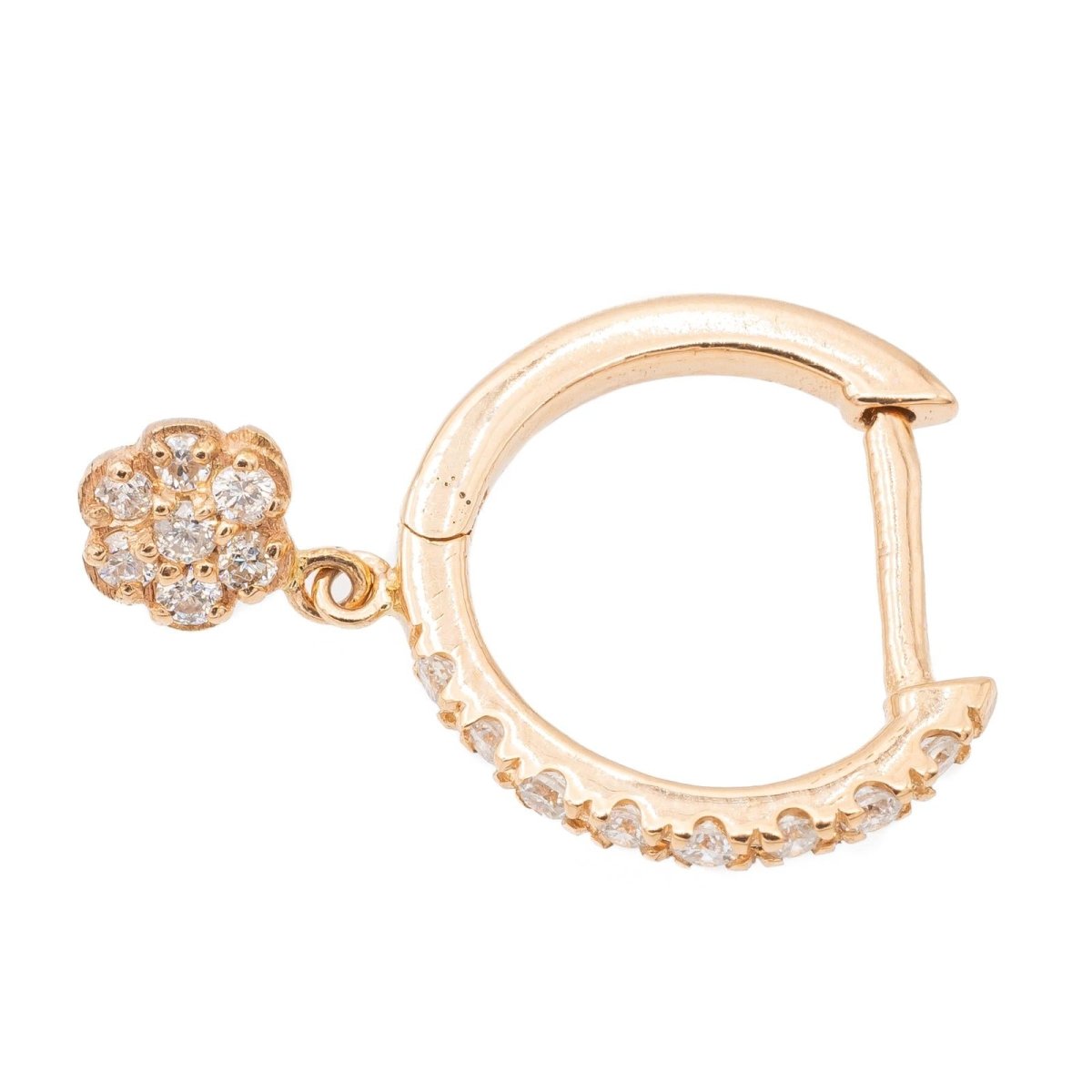 Ginette NY Boucles d'oreilles Be mine lotus solo Or rose Diamant - Castafiore
