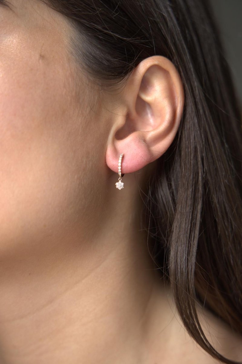 Ginette NY Boucles d'oreilles Be mine lotus solo Or rose Diamant - Castafiore