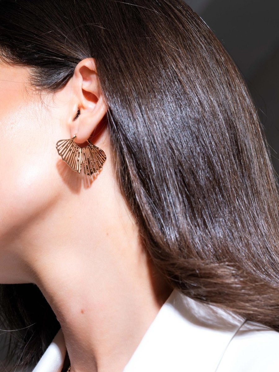 Ginette NY Boucles d'oreilles Ginkgo Or rose - Castafiore