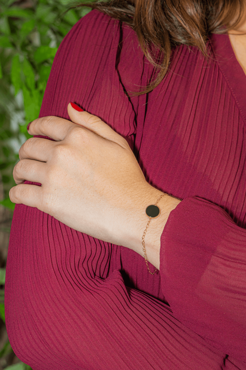 Ginette NY Bracelet Disc Bracelet Or rose Onyx - Castafiore