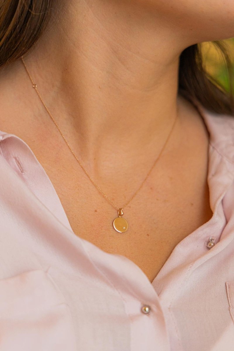 Ginette NY Collier Mini ever disc Or rose Diamant - Castafiore