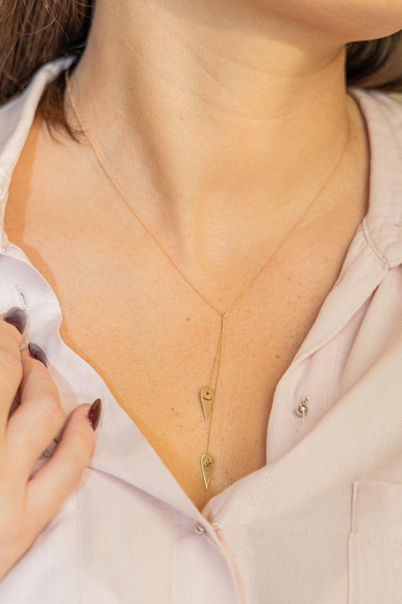 Ginette NY Collier Négligé Mrs Joe Mini Lariat Or rose - Castafiore