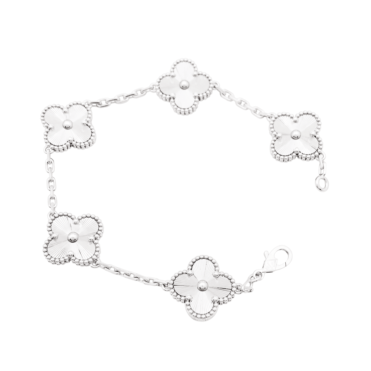 Bracelet Van Cleef & Arpels, "Alhambra", or blanc guilloché.
