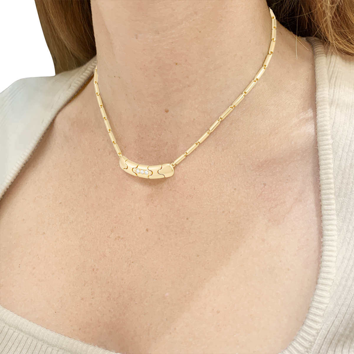 Collier O.P. Orlandini, or jaune, diamants.