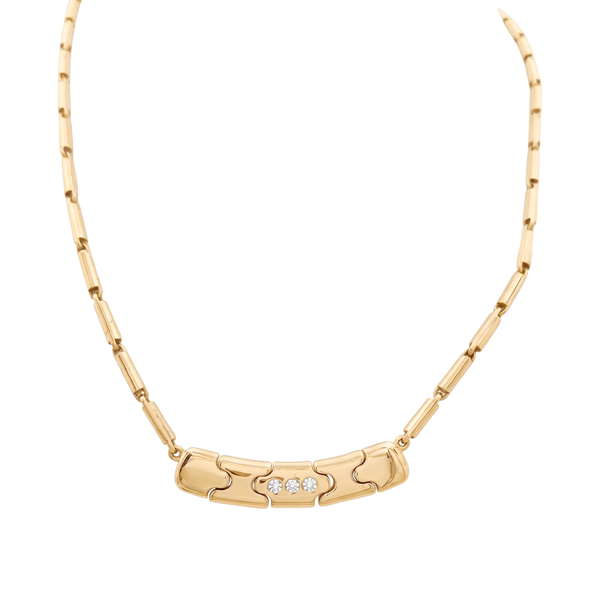 Collier O.P. Orlandini, or jaune, diamants.