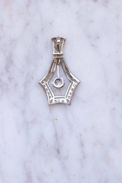 Grand pendentif Art Déco or blanc et diamants - Castafiore