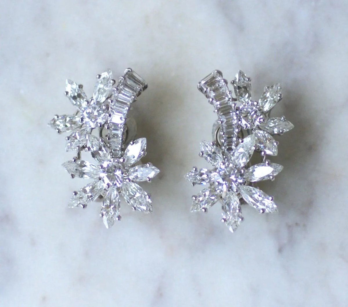 Guillemin & Soulaine Boucles d'Oreilles Fleur Diamants - Castafiore