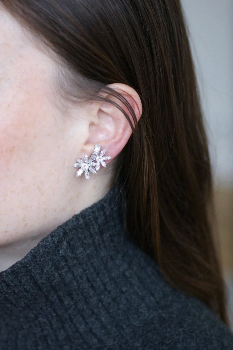 Guillemin & Soulaine Boucles d'Oreilles Fleur Diamants - Castafiore
