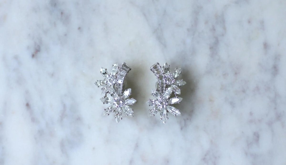 Guillemin & Soulaine pour Fred Boucles d'Oreilles Fleur Diamants - Castafiore