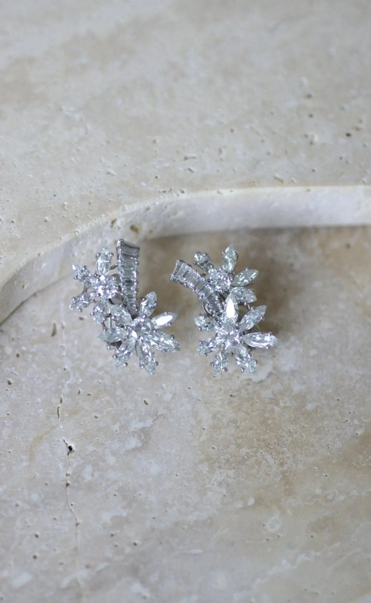 Guillemin & Soulaine pour Fred Boucles d'Oreilles Fleur Diamants - Castafiore