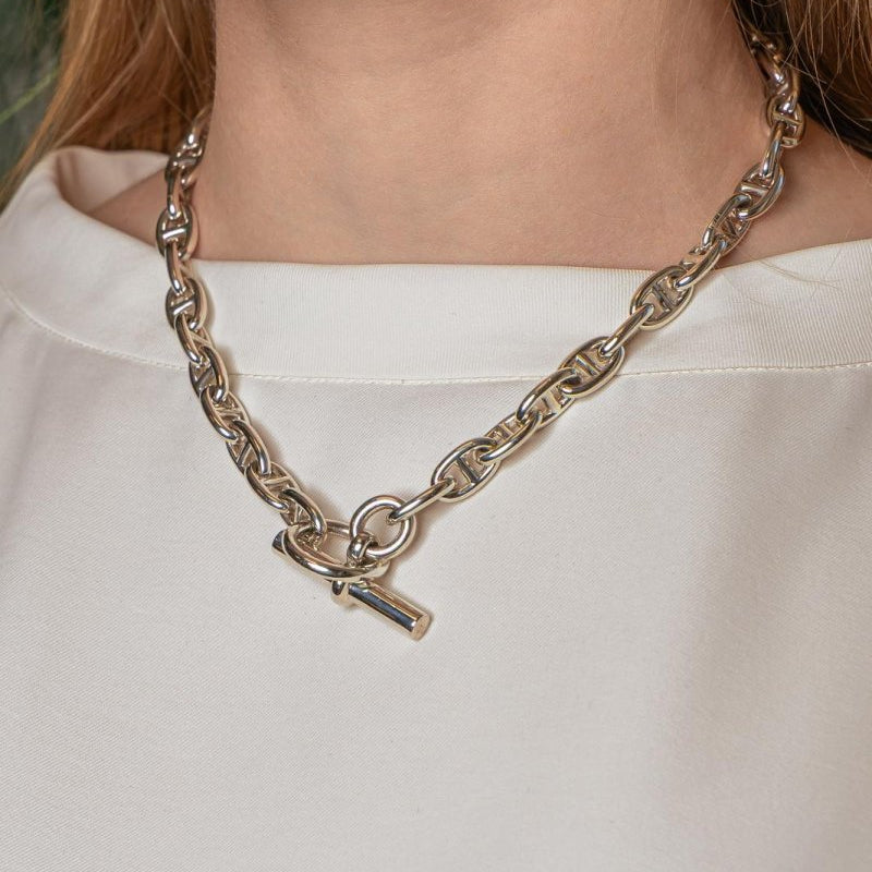 Hermès Collier Pierre Lefèvre Chaîne d'ancre Argent - Castafiore