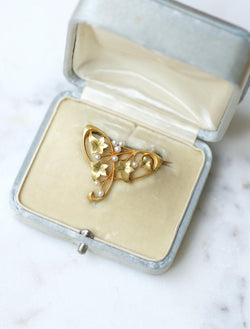 Hubert Martincourt Broche Art Nouveau Or Jaune et Perles - Castafiore
