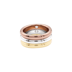 Bague Cartier, "Ellipse", trois ors et diamants.