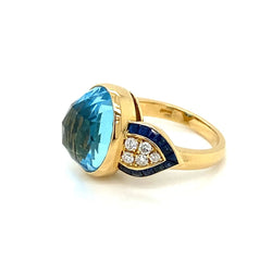 Illario Diamond Sapphire Topaz Cocktail Ring - Castafiore