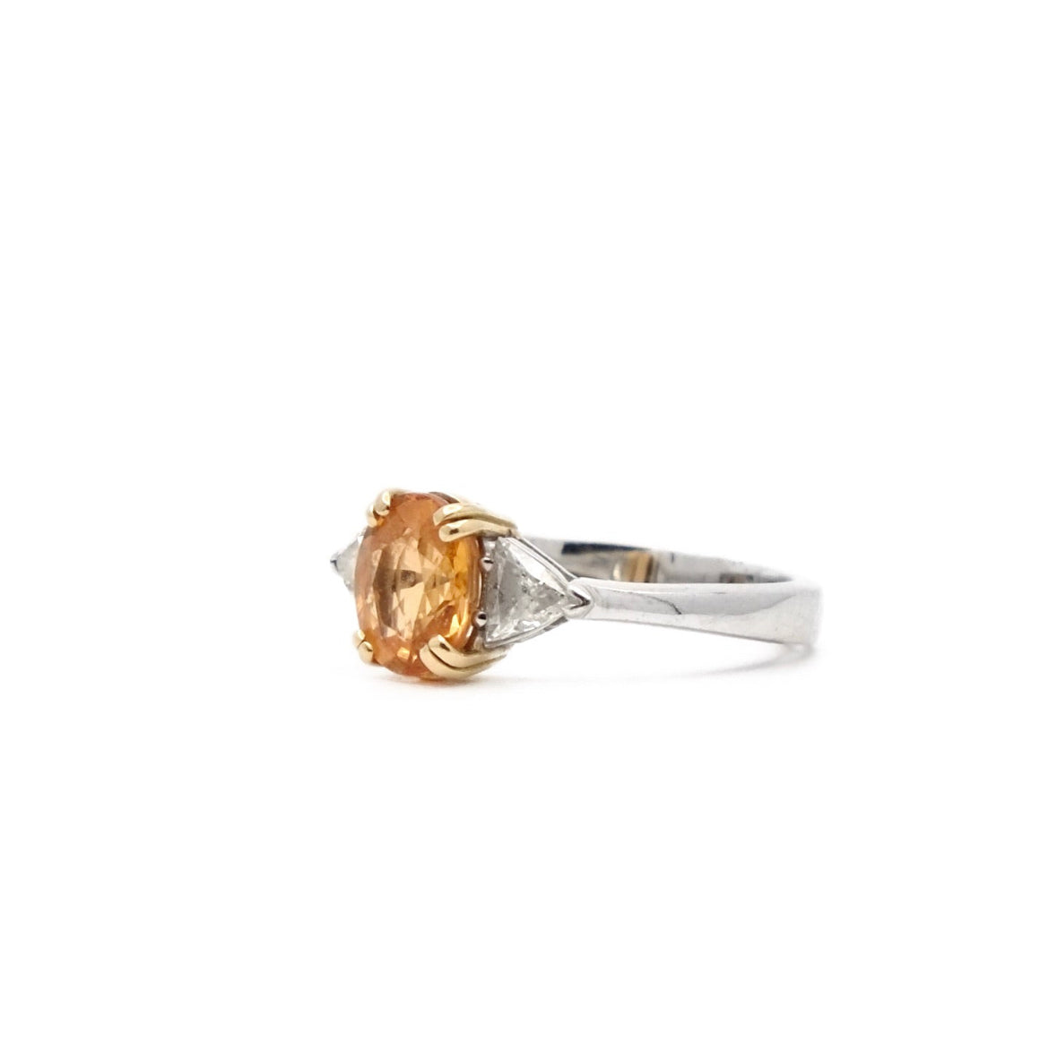 Bague grenat spessartite et diamants