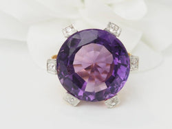 Importante Bague COCKTAIL en or rose, améthyste et diamants - Castafiore