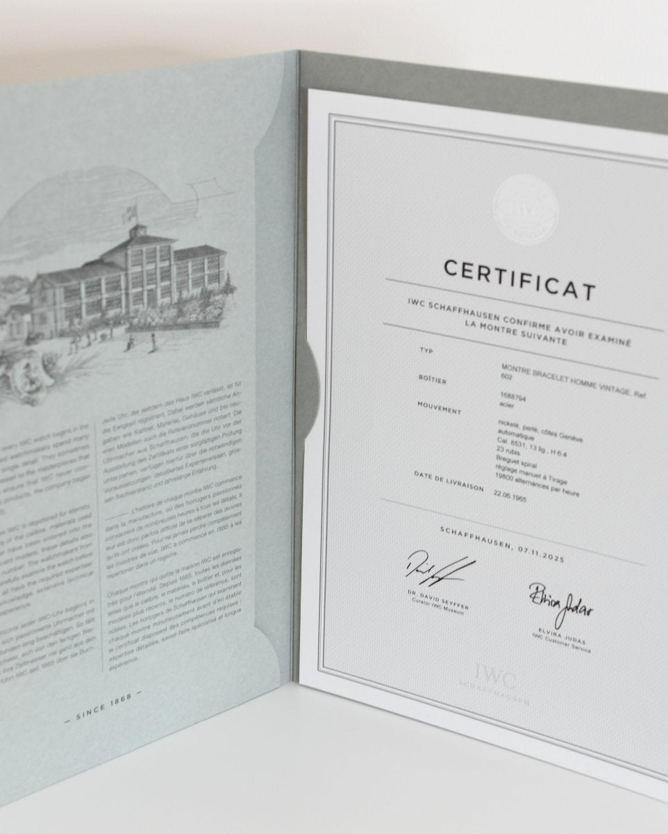 IWC Classique 1965, Calibre 8531 Pellaton, Réf. 602, full set avec certificat d'origine - Castafiore