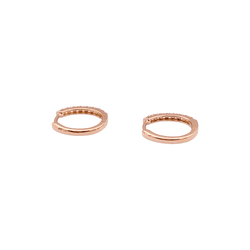 Paire de petites créoles en or rose, diamants.